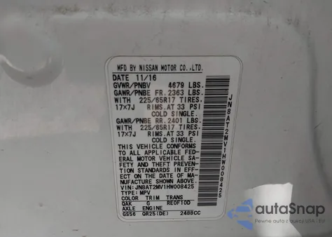 2017 Nissan Rogue S from USA, damaged, VIN JN8AT2MV1HW008425